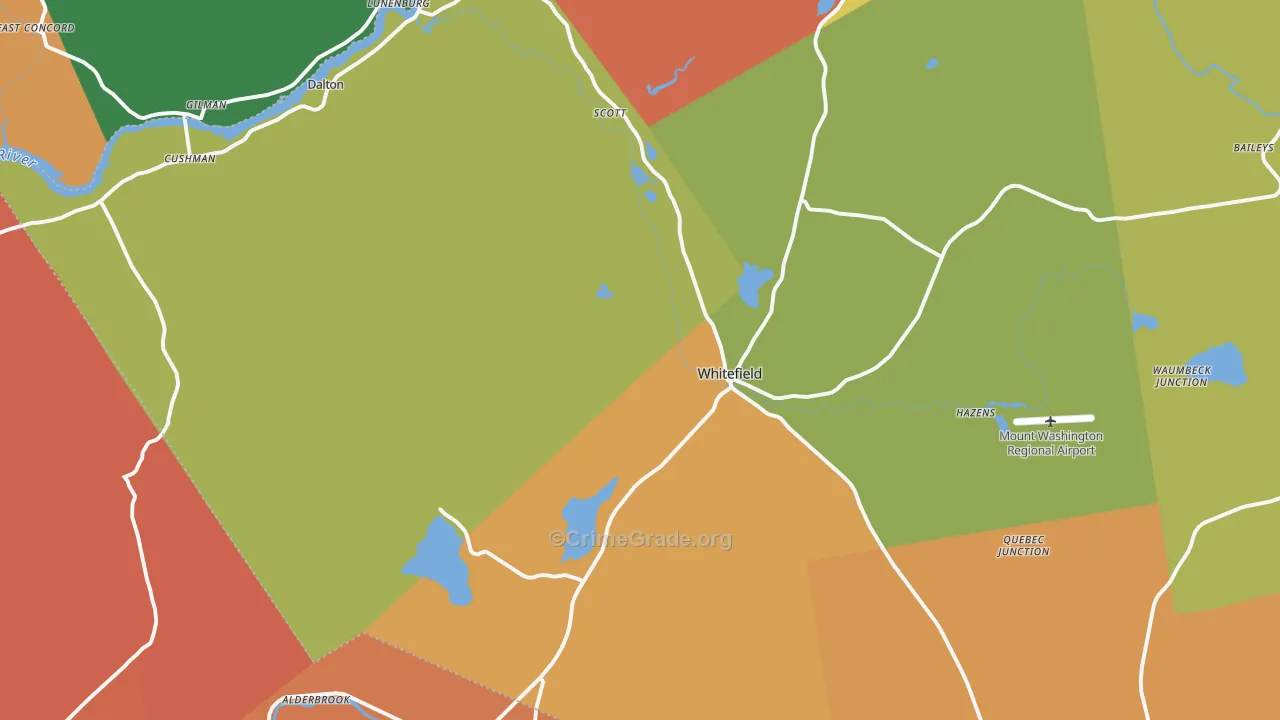 Whitefield, NH Map of Theft Rates