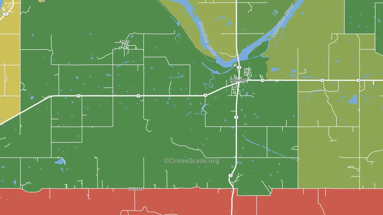 Whitefield, OK Map of Theft Rates