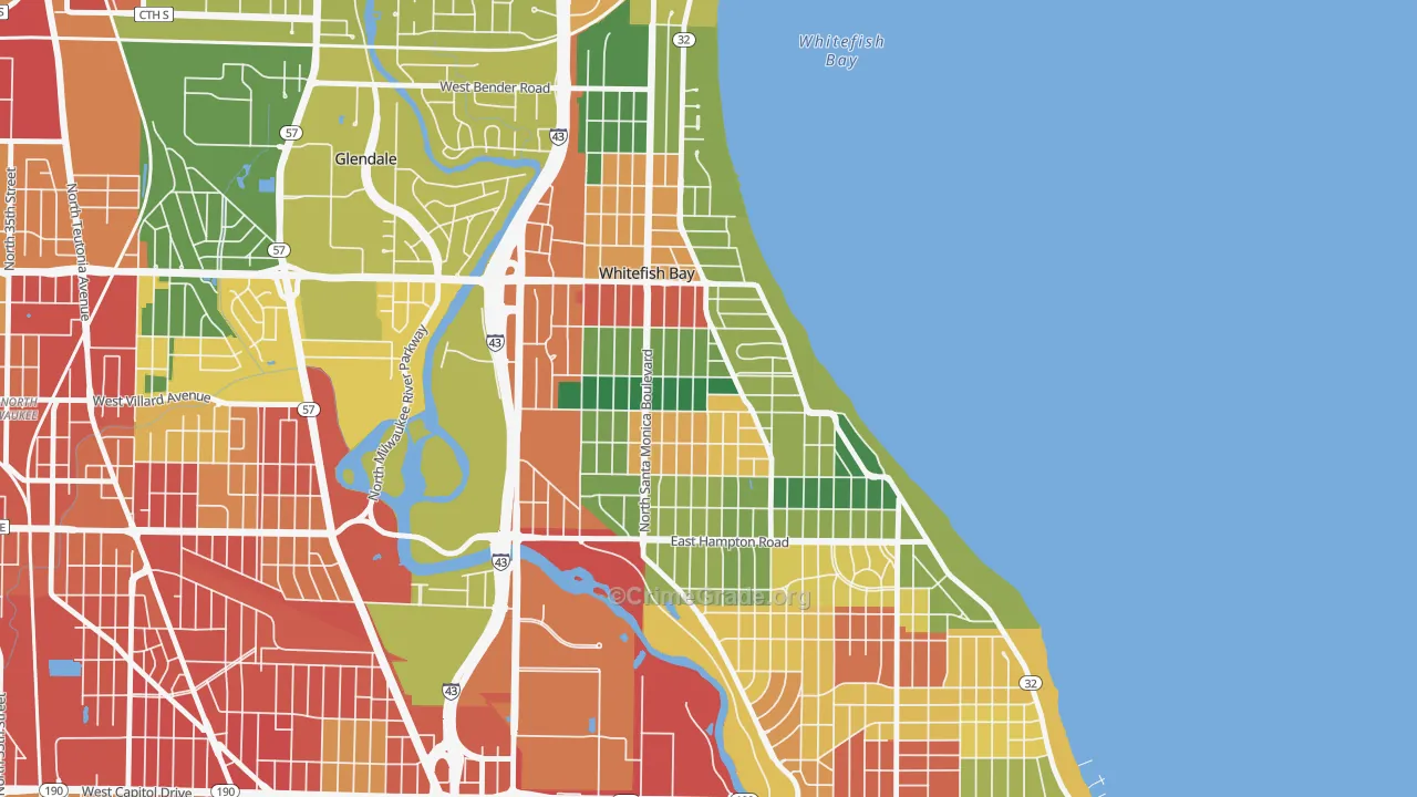 Whitefish Bay, WI Map of Theft Rates