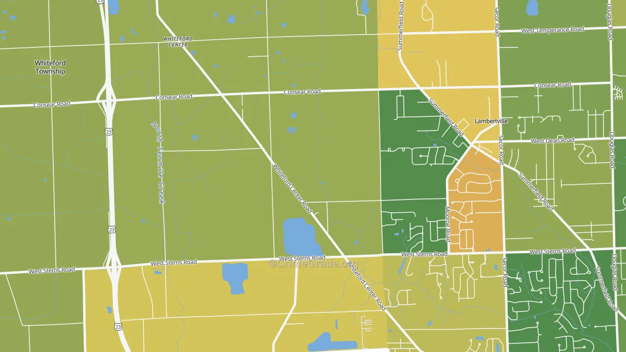 Whiteford Center, MI Map of Theft Rates