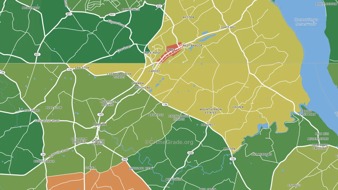 Whiteford, MD Map of Theft Rates
