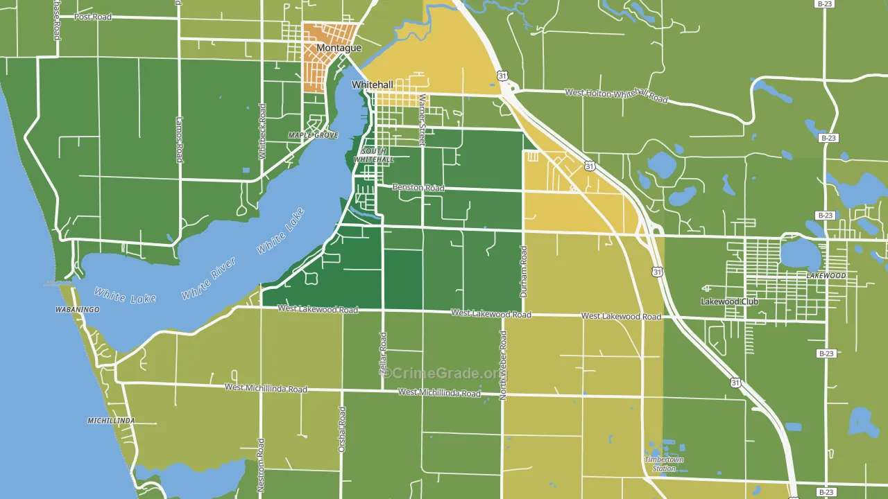 Whitehall, MI Map of Theft Rates