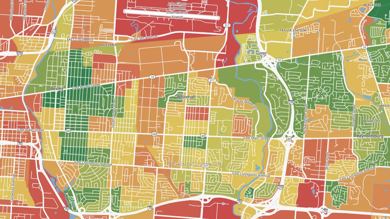 Whitehall, OH Map of Theft Rates