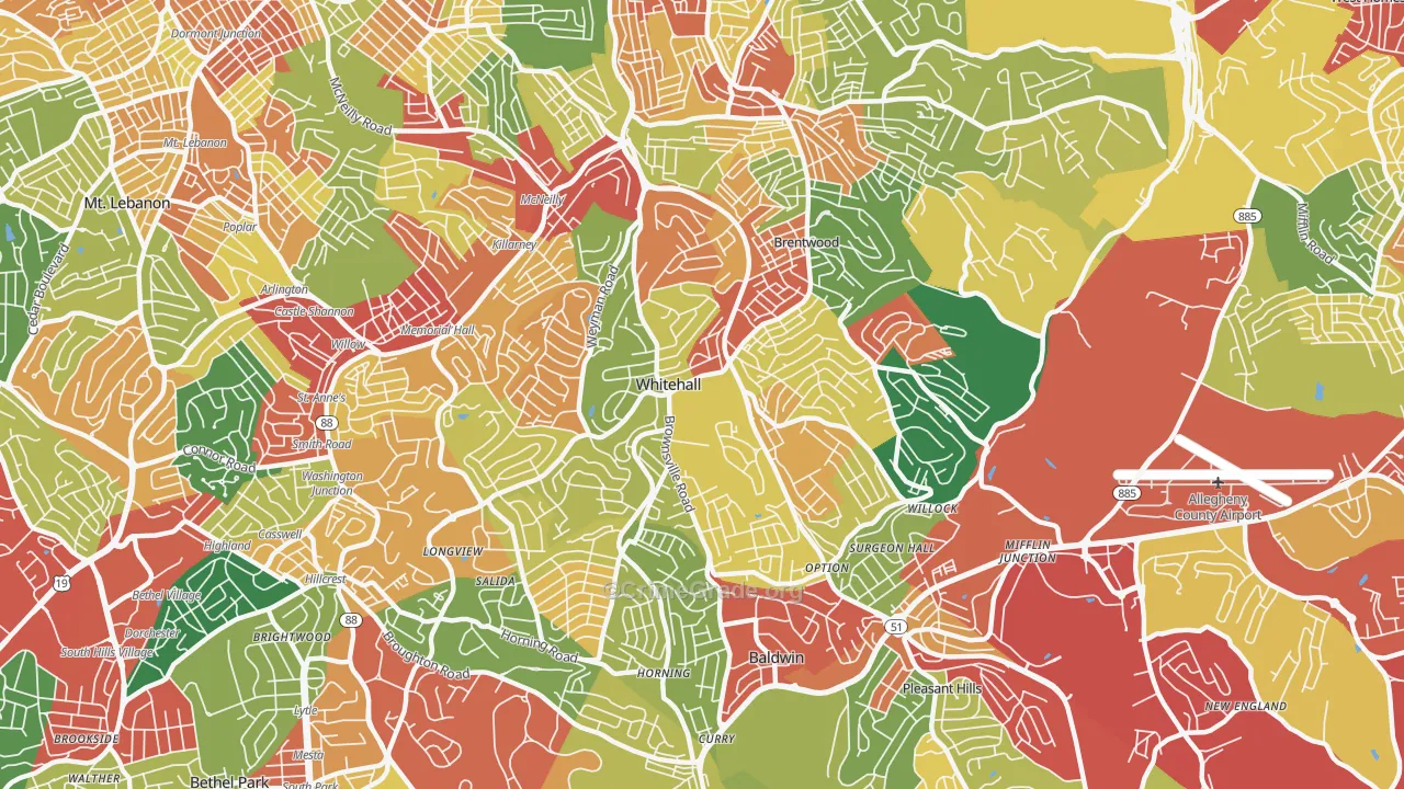 whitehall, Pittsburgh, PA Map of Theft Rates