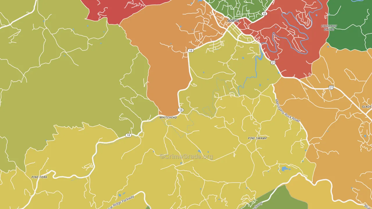 Whitehead, NC Map of Theft Rates
