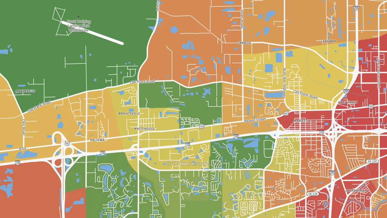 Whitehouse, Jacksonville, FL Map of Theft Rates