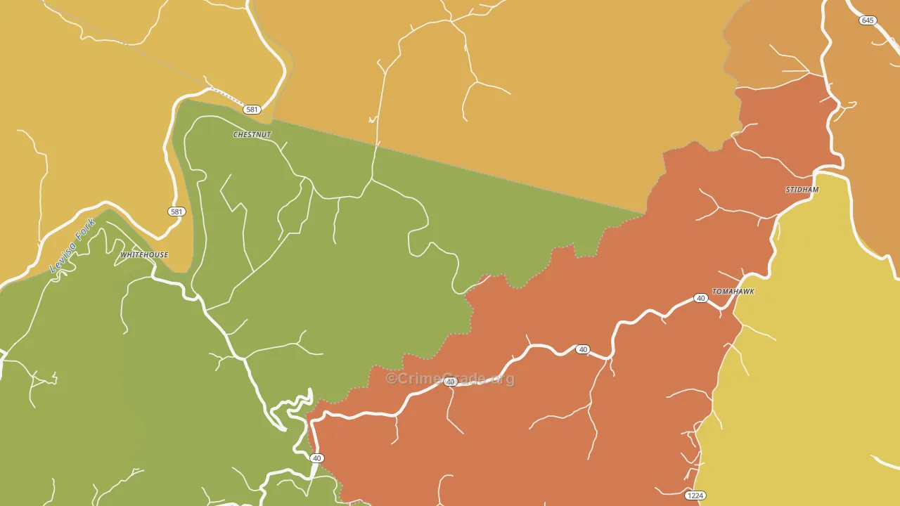 Whitehouse, KY Map of Theft Rates