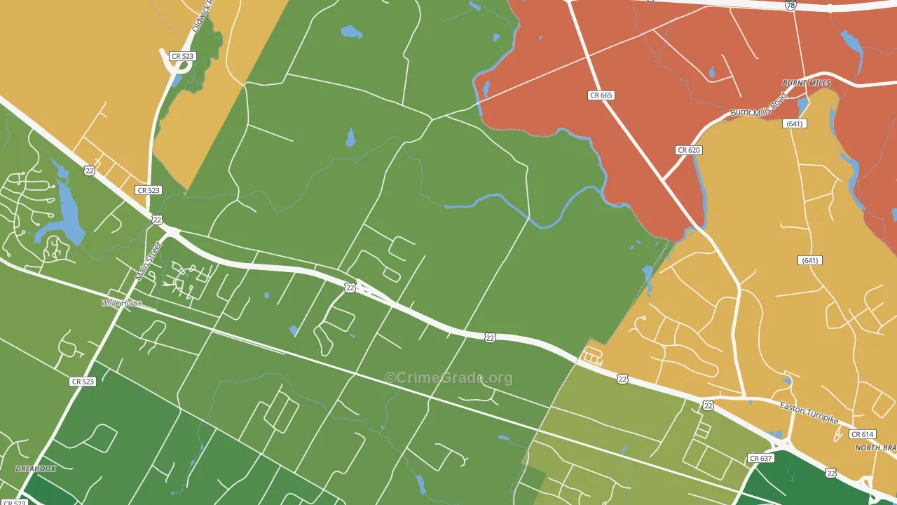 Whitehouse, NJ Map of Theft Rates