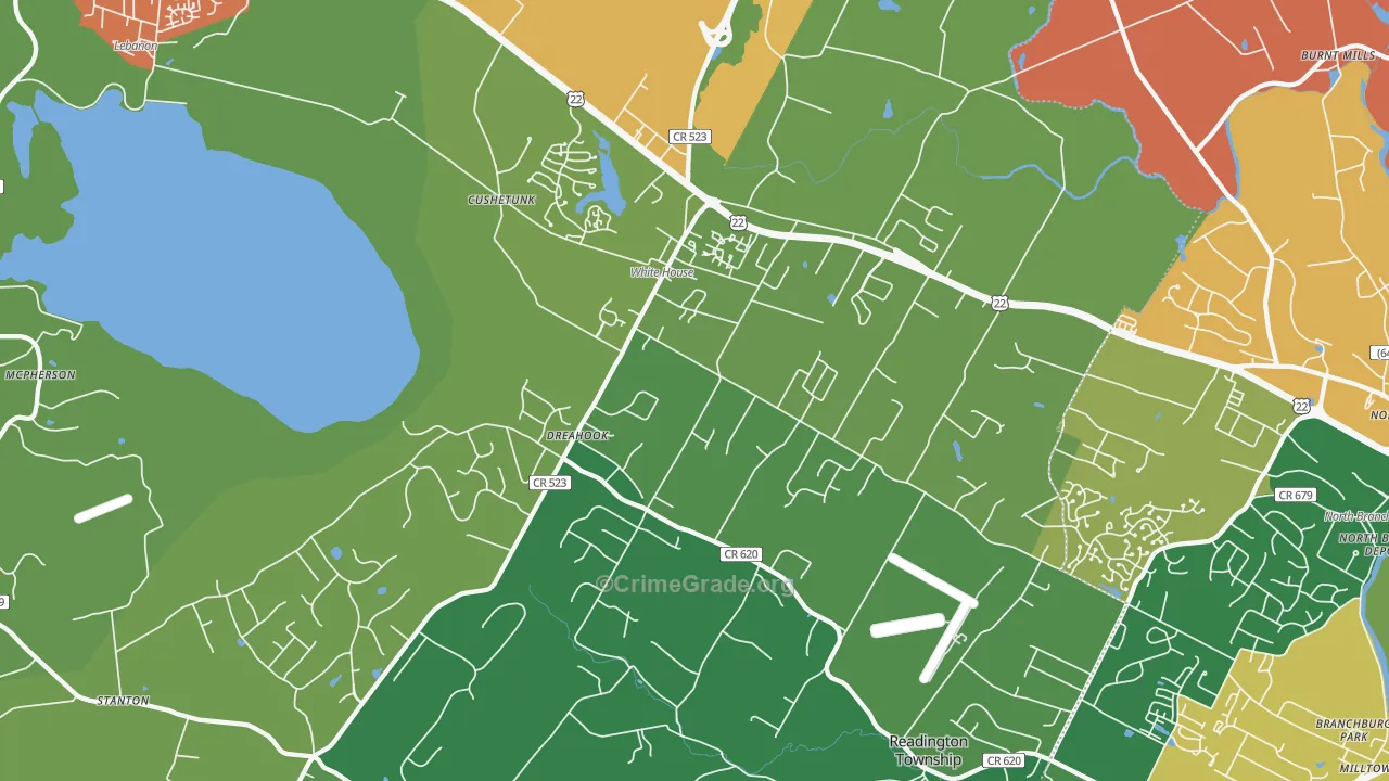 Whitehouse Station, NJ Map of Theft Rates