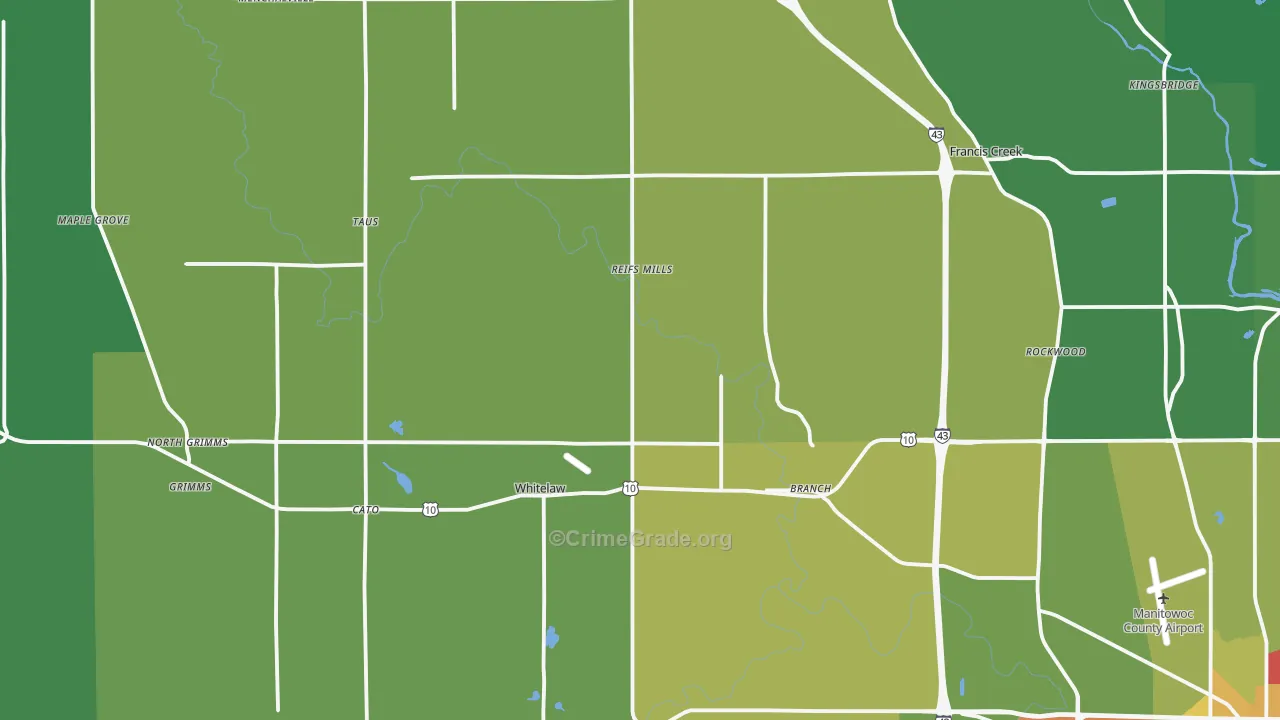 Whitelaw, WI Map of Theft Rates