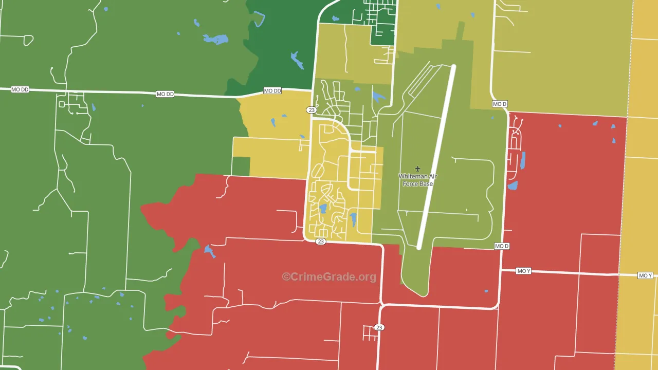 Whiteman AFB, MO Map of Theft Rates