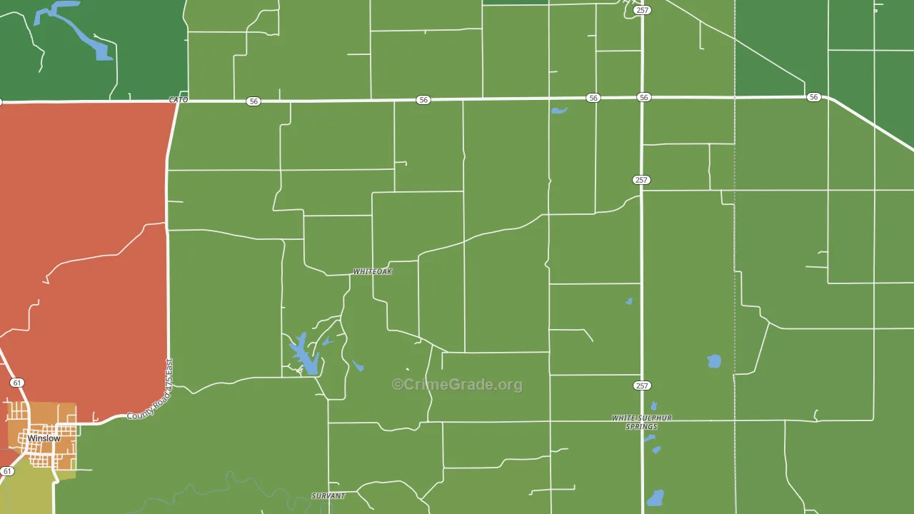 Whiteoak, IN Map of Theft Rates
