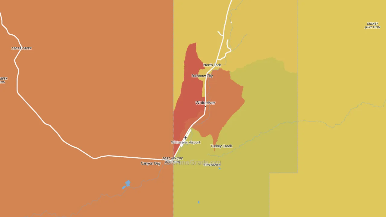 Whiteriver, AZ Map of Theft Rates