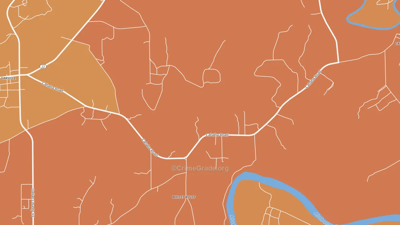 Whites Bluff, AL Map of Theft Rates