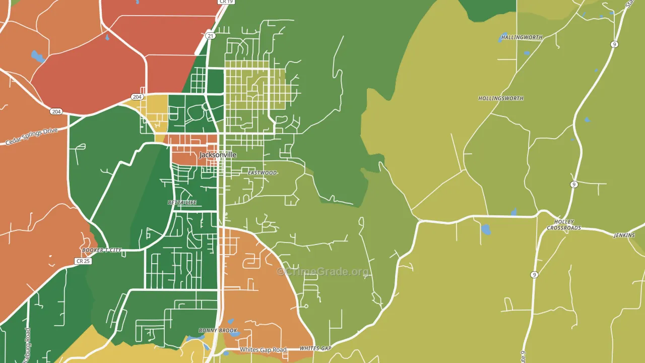 Whites Gap, AL Map of Theft Rates