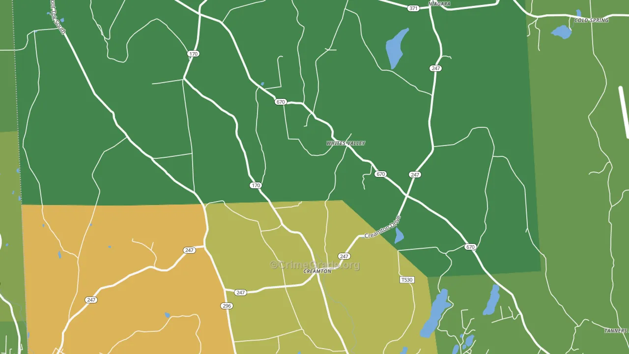 Whites Valley, PA Map of Theft Rates
