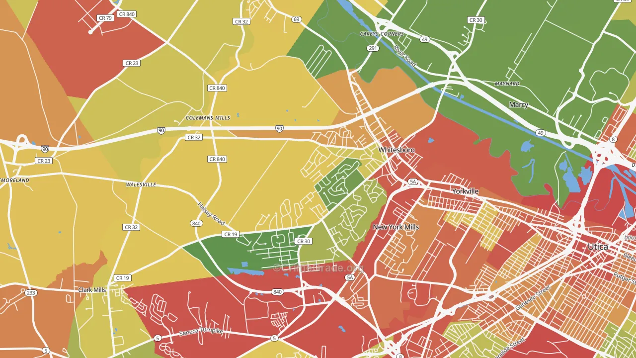 Whitesboro, NY Map of Theft Rates