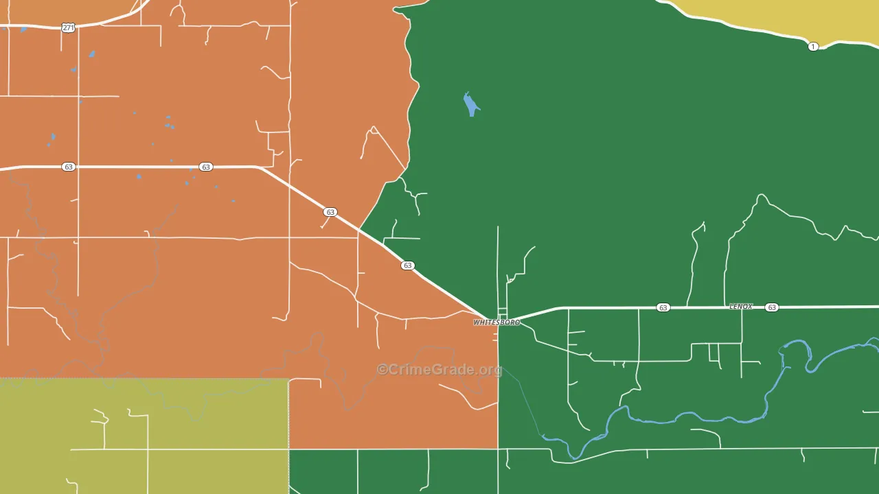 Whitesboro, OK Map of Theft Rates