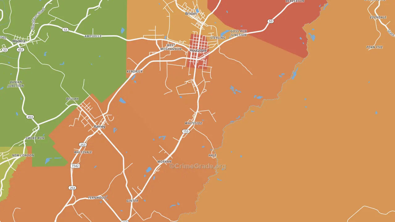 Whiteside, PA Map of Theft Rates