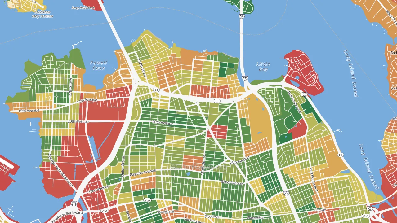 Whitestone, Queens, NY Map of Theft Rates