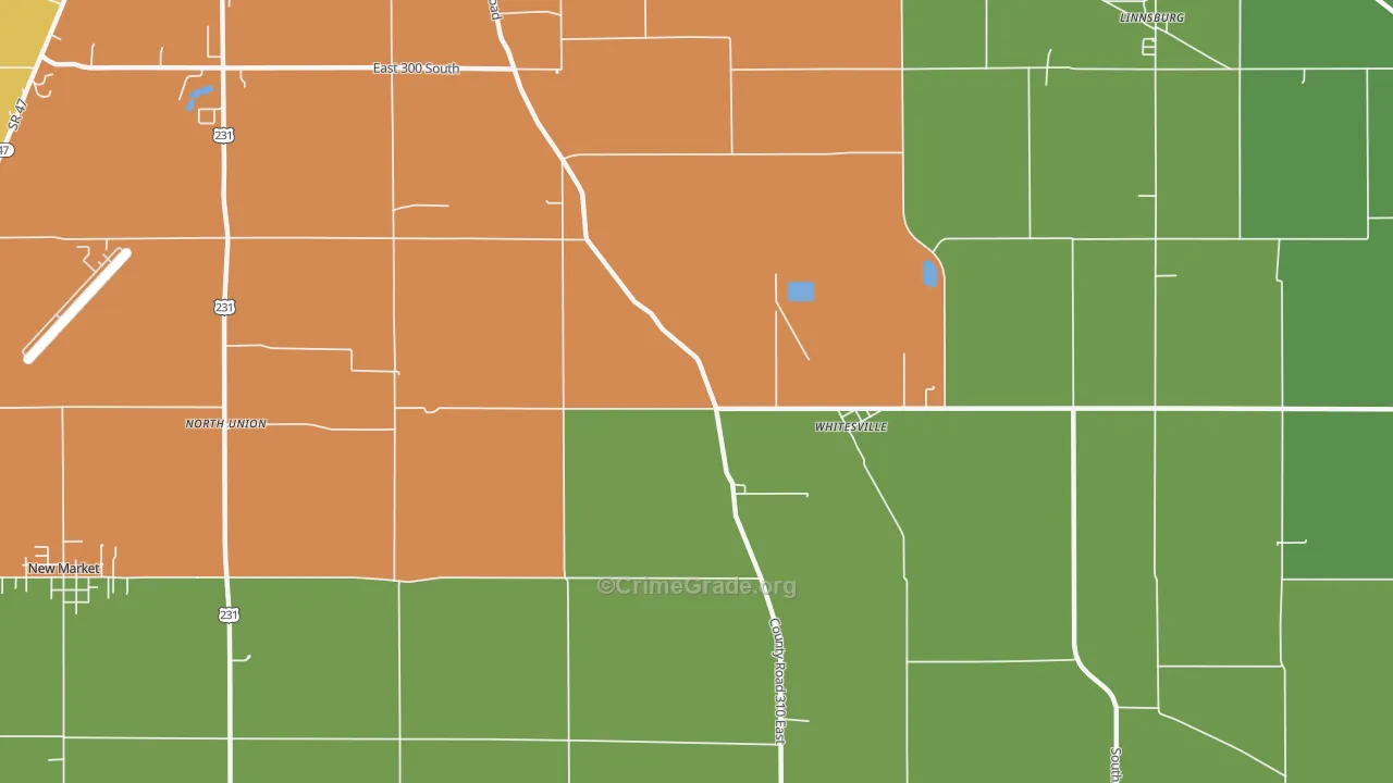 Whitesville, IN Map of Theft Rates