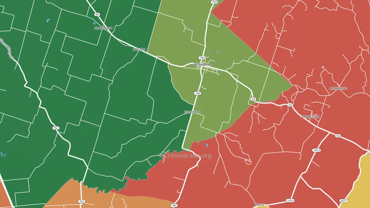 Whitesville, KY Map of Theft Rates