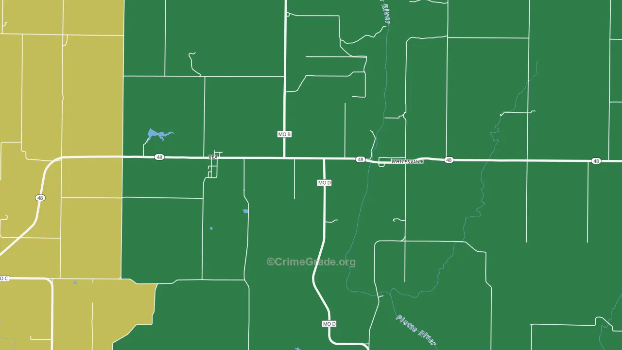 Whitesville, MO Map of Theft Rates
