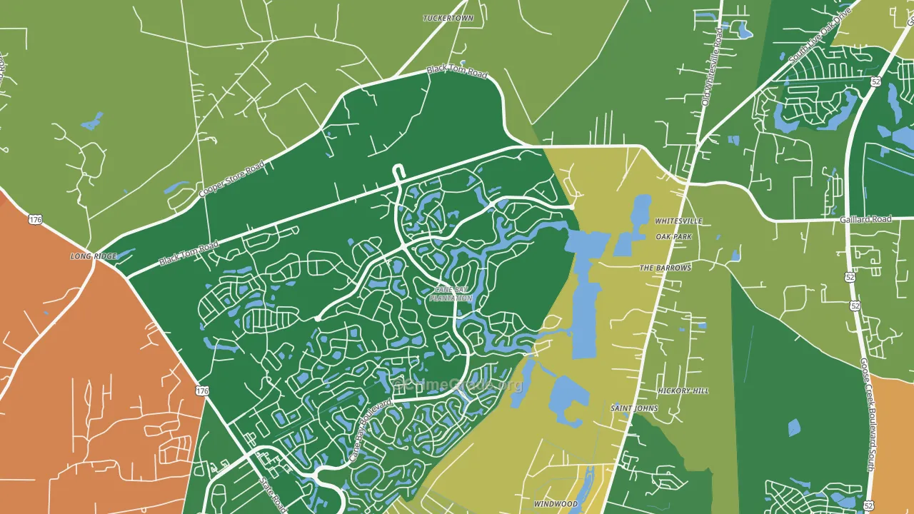 Whitesville, SC Map of Theft Rates