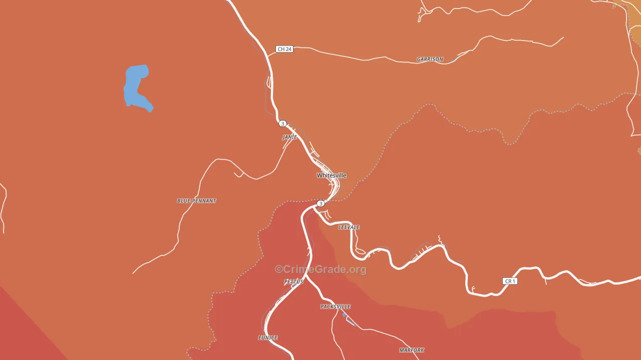 Whitesville, WV Map of Theft Rates