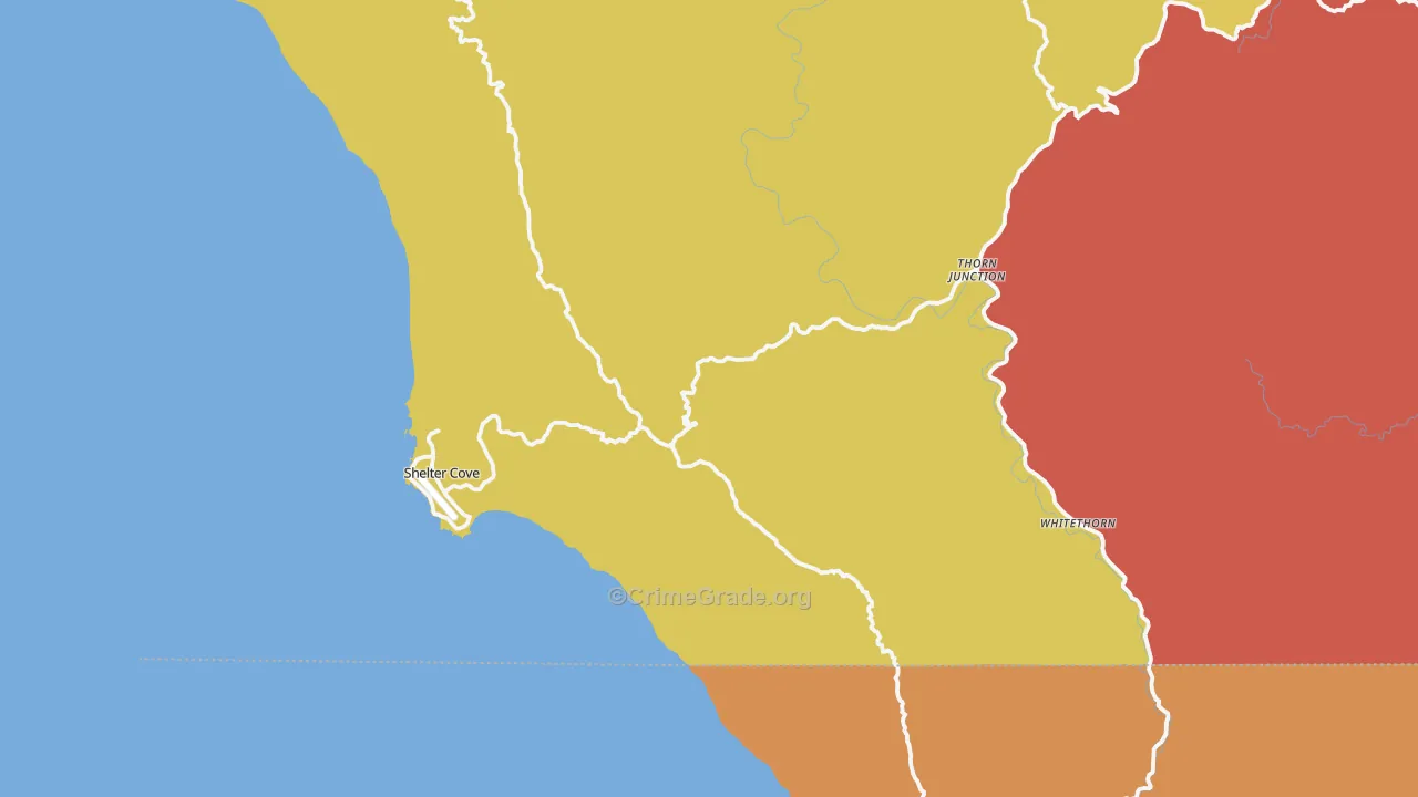 Whitethorn, CA Map of Theft Rates