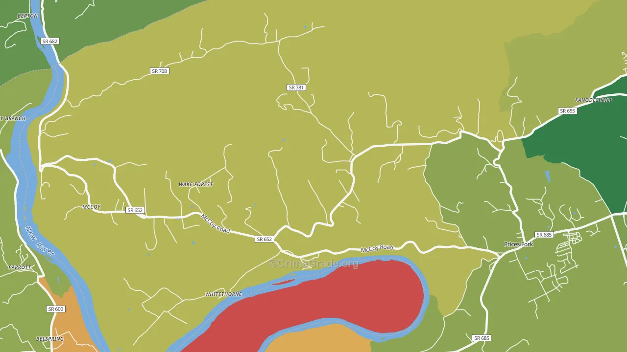 Whitethorne, VA Map of Theft Rates