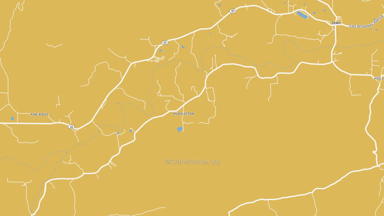 Whitetown, AR Map of Theft Rates