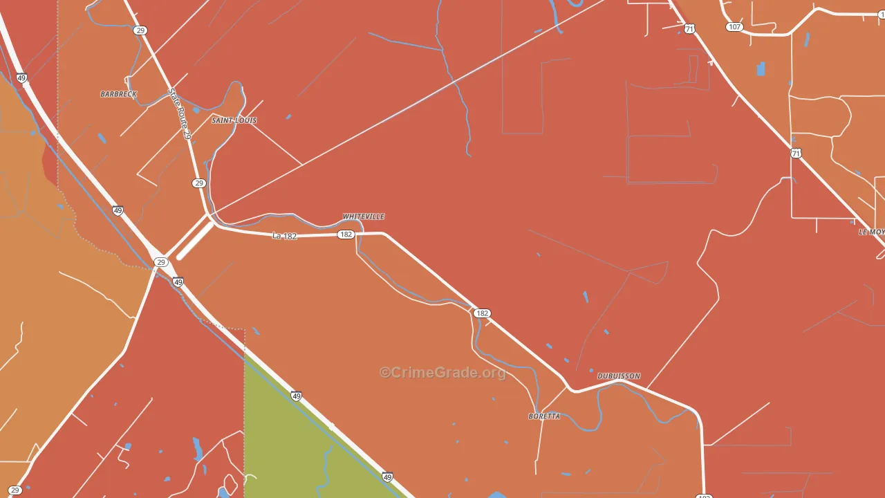 Whiteville, LA Map of Theft Rates