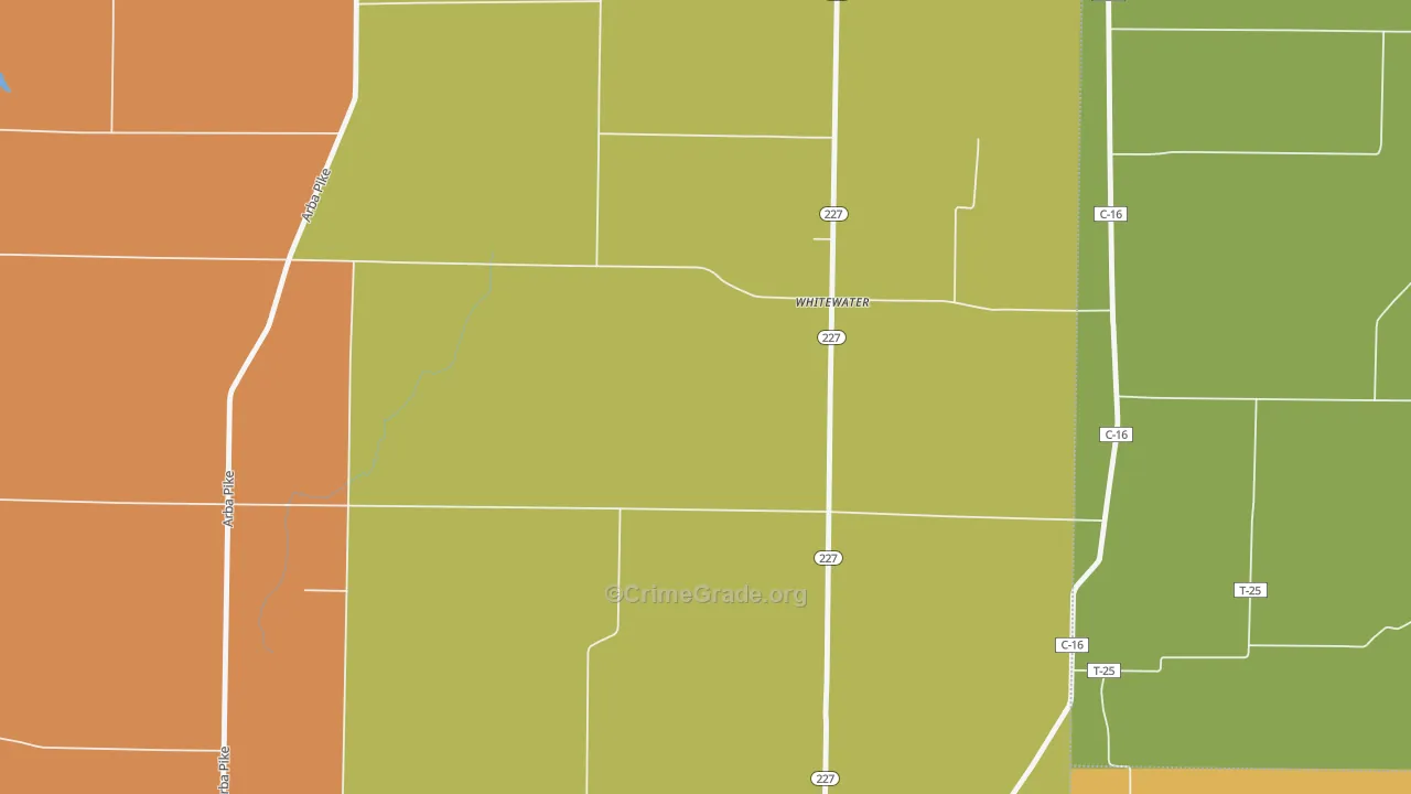 Whitewater, IN Map of Theft Rates