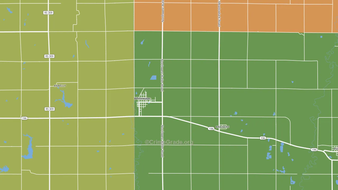 Whitewater, KS Map of Theft Rates