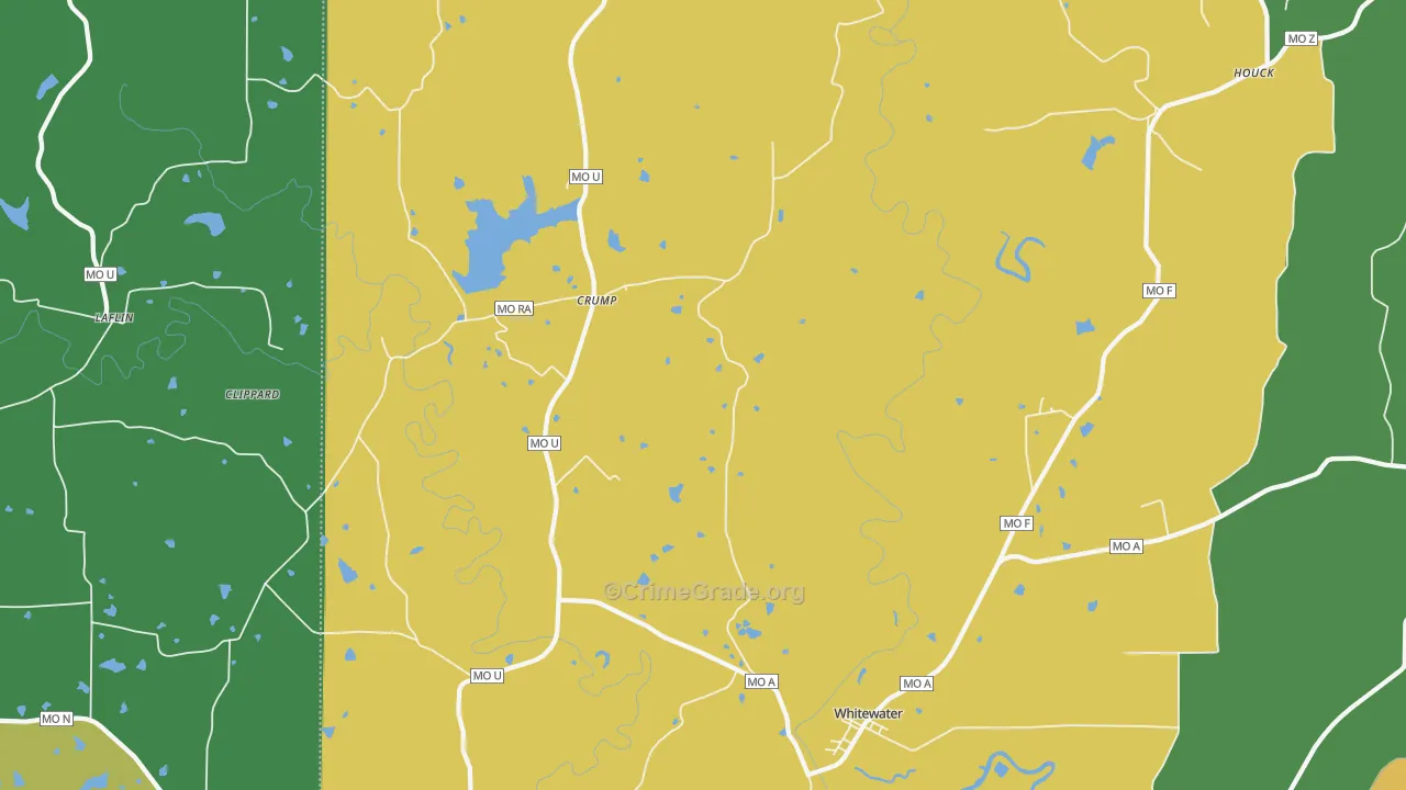 Whitewater, MO Map of Theft Rates