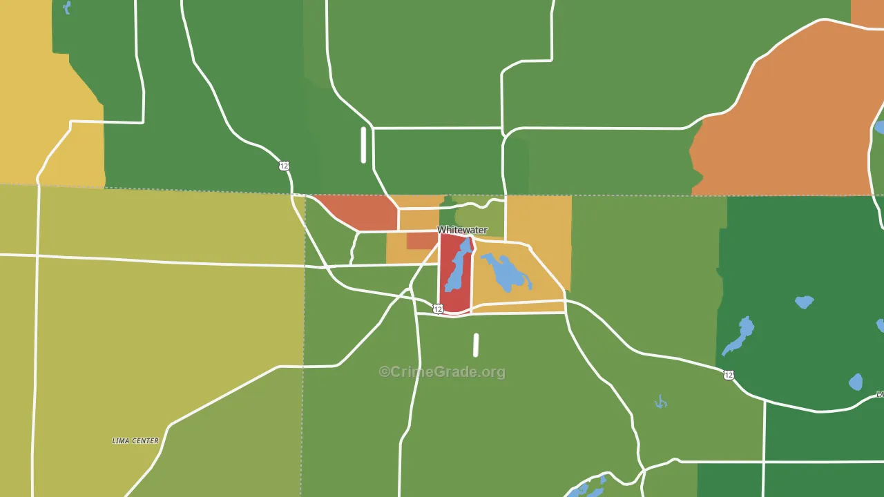 Whitewater, WI Map of Theft Rates