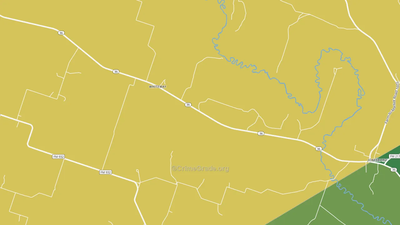 Whiteway, TX Map of Theft Rates