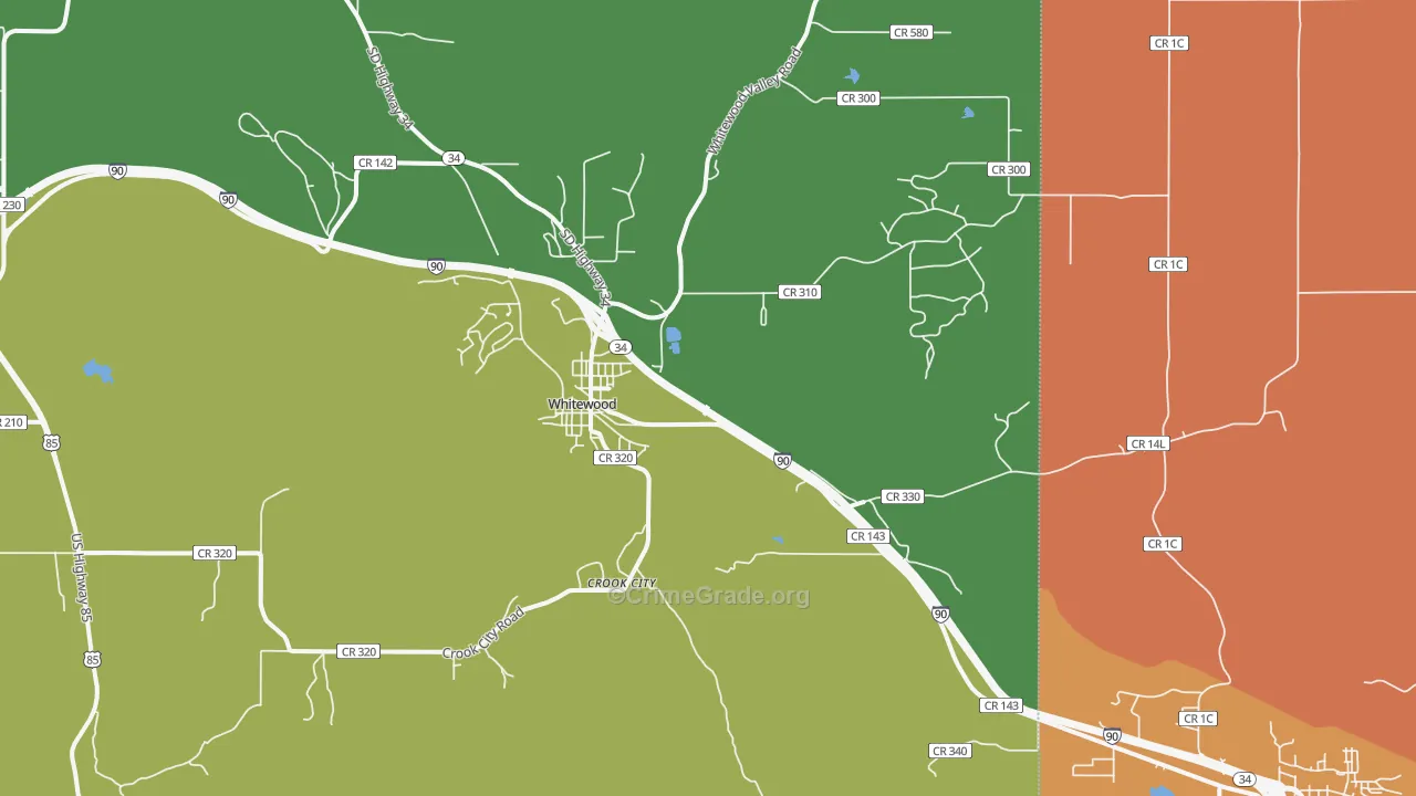 Whitewood, SD Map of Theft Rates