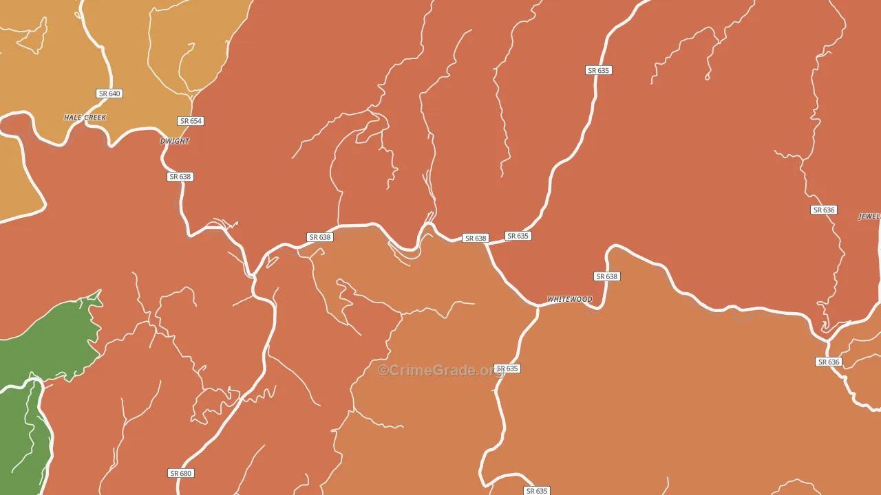 Whitewood, VA Map of Theft Rates