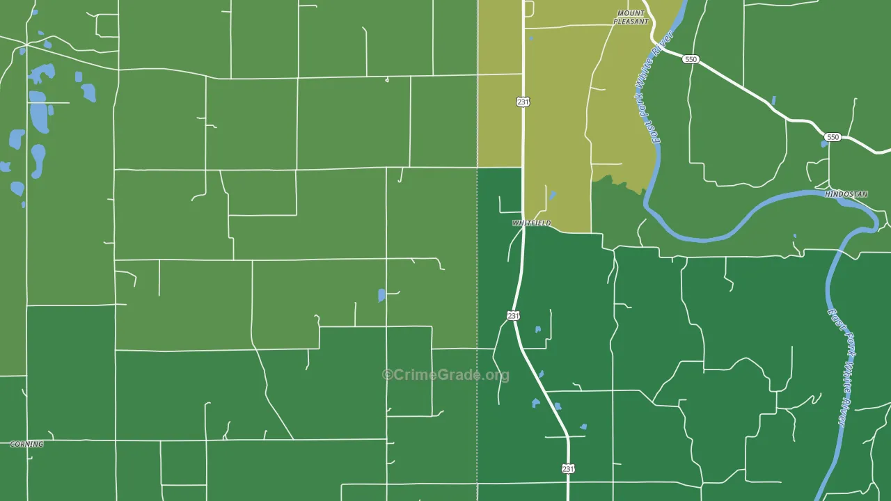 Whitfield, IN Map of Theft Rates