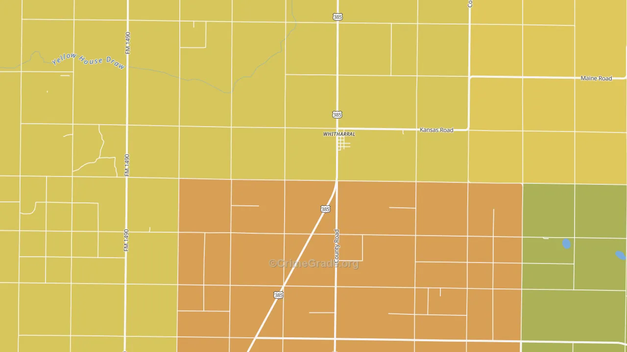 Whitharral, TX Map of Theft Rates