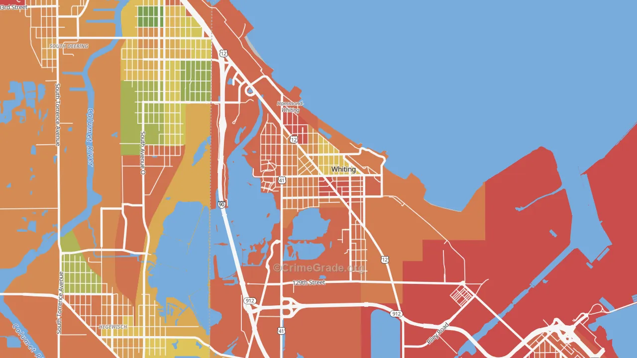 Whiting, IN Map of Theft Rates
