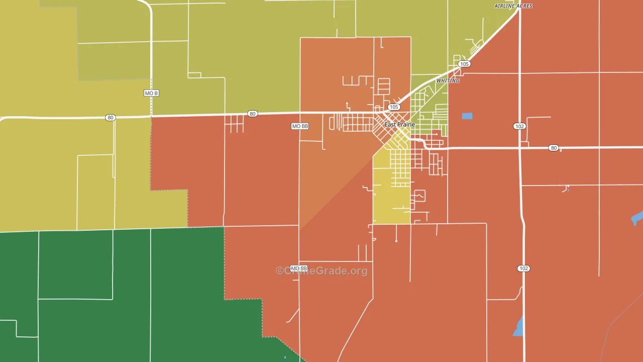 Whiting, MO Map of Theft Rates