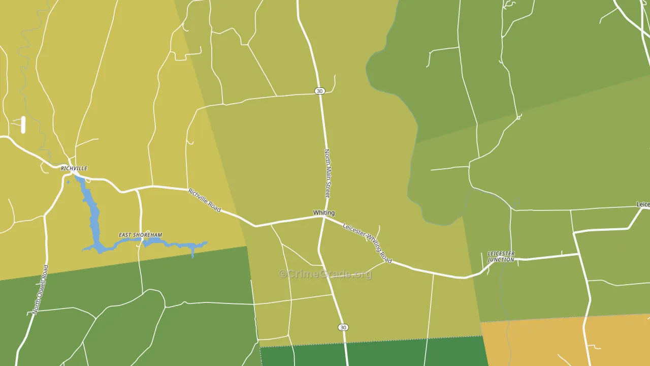 Whiting, VT Map of Theft Rates