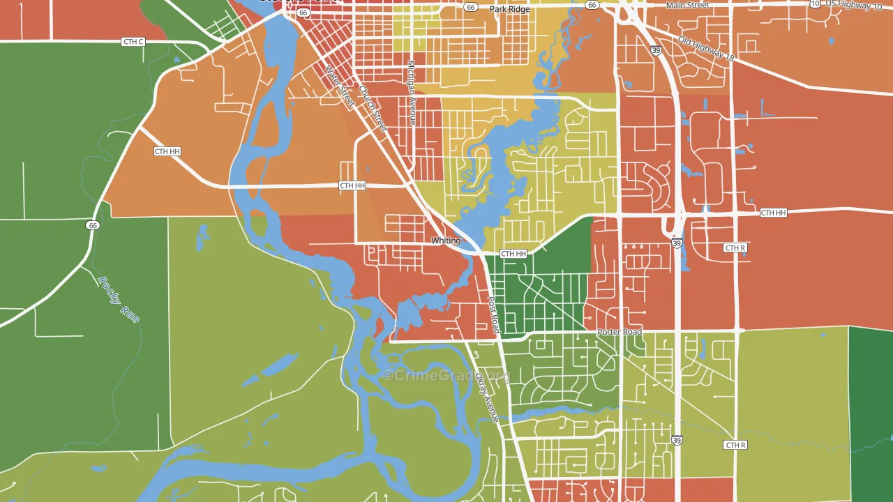 Whiting, WI Map of Theft Rates