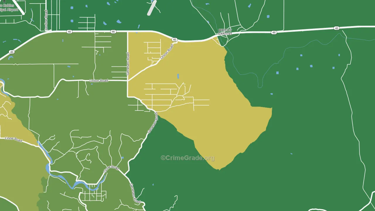 Whitley Gardens, CA Map of Theft Rates