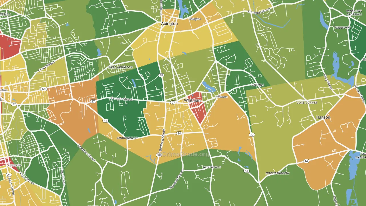Whitman, MA Map of Theft Rates