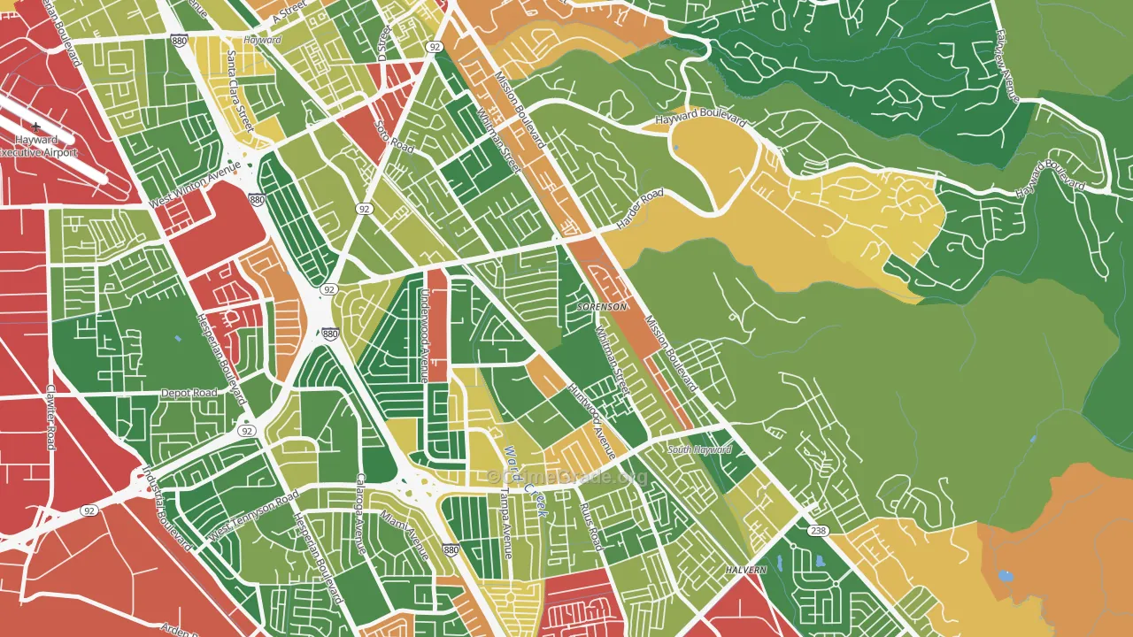 Whitman-Mocine, Hayward, CA Map of Theft Rates