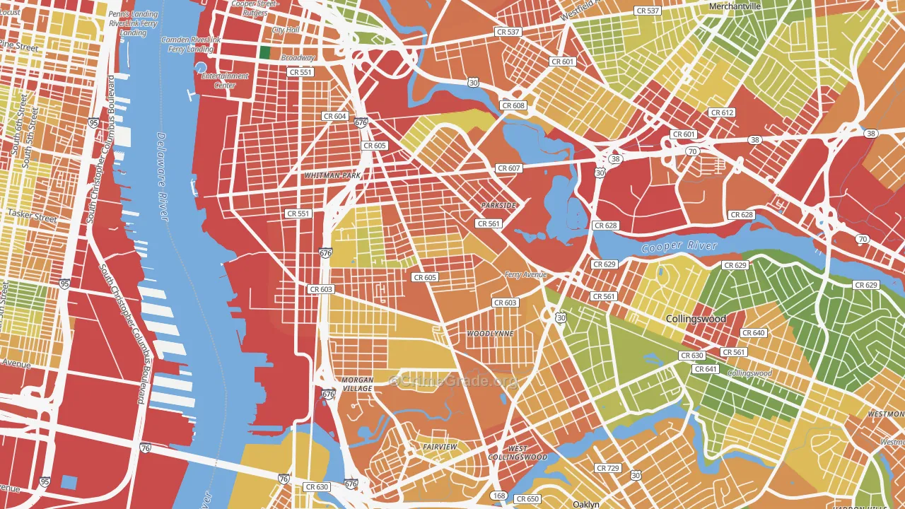 Whitman Park, Camden, NJ Map of Theft Rates